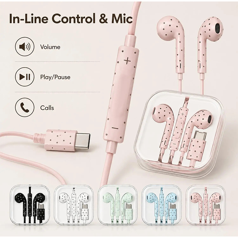 سماعة أذن داخلية بنمط نقاط الب - مراجعة Wired Earphone Mic وسعره
