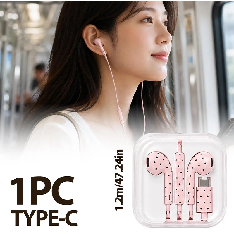 سماعة أذن داخلية بنمط نقاط الب - مراجعة Wired Earphone Mic وسعره